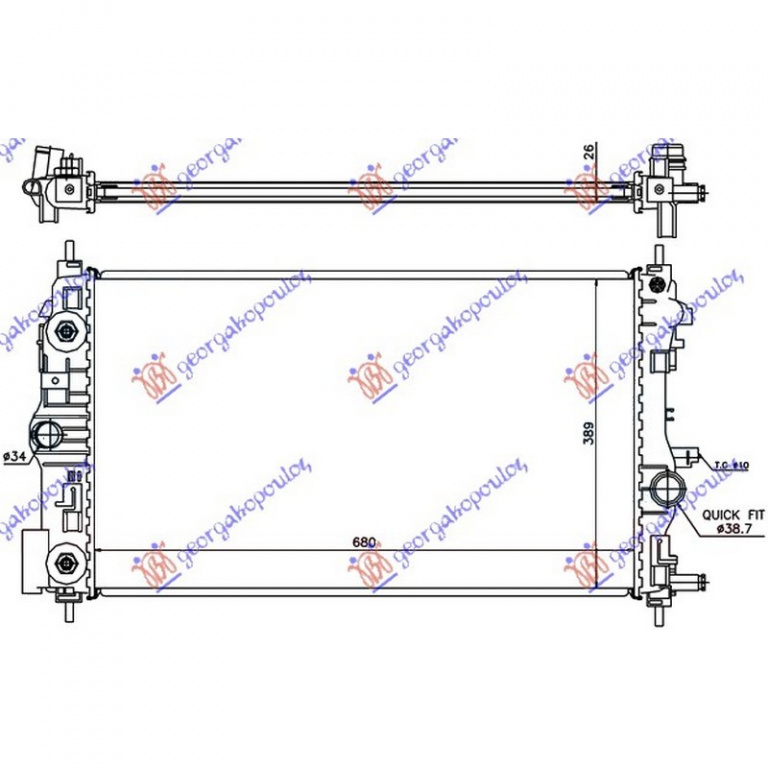 RADIATOR APA OPEL ASTRA J 12.2009->2016 Radiator apa 1.4-1.6 TURBO benzina cv automata 68x39,5 5 usi /break 2013->2016 PIESA NOUA ANI 2013 2014 2015 2016