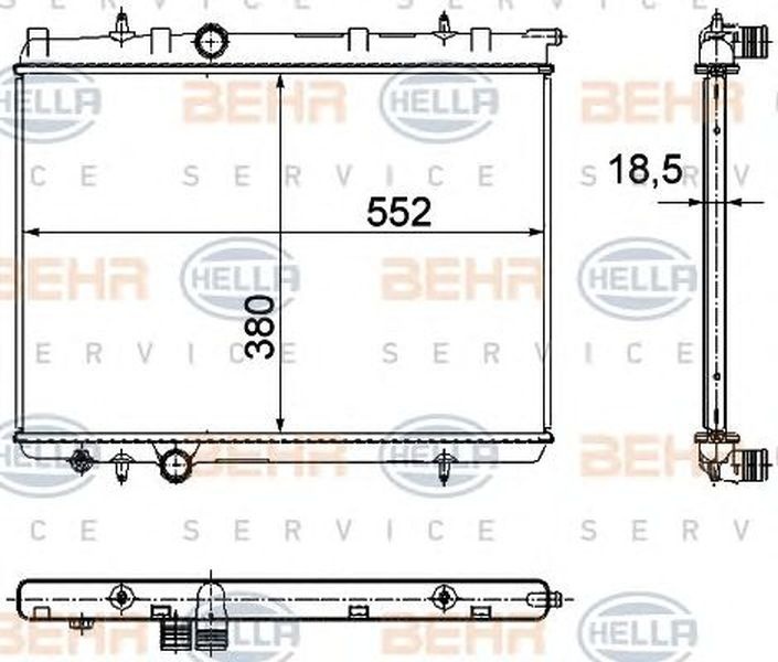 Radiator apa PEUGEOT 206 CC 2D HELLA 8MK 376 771-501