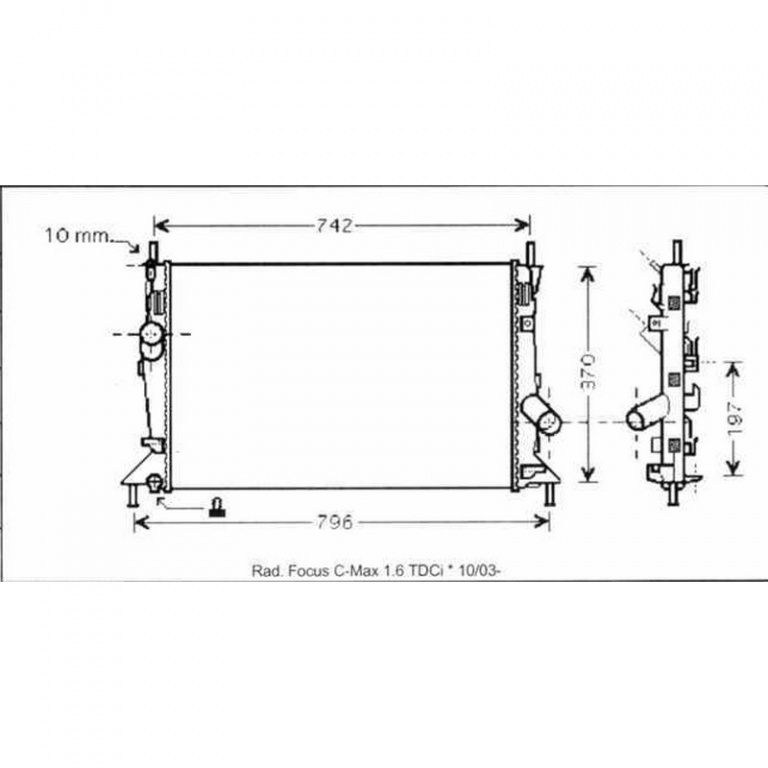 Radiator apa racire motor FORD FOCUS 2 2004->2013 pentru 2.5 i XR5 Turbo, 2.5 ST-166 KW