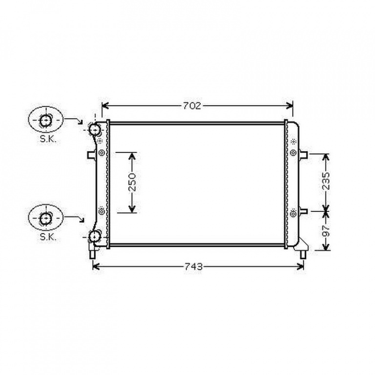 Radiator apa racire motor VW TOURAN 2003->2010 pentru 1.6 FSI-85 KW