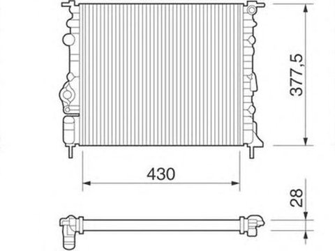 Radiator apa RENAULT CLIO II BB0 1 2 CB0 1 2 MAGNETI MARELLI 350213261000