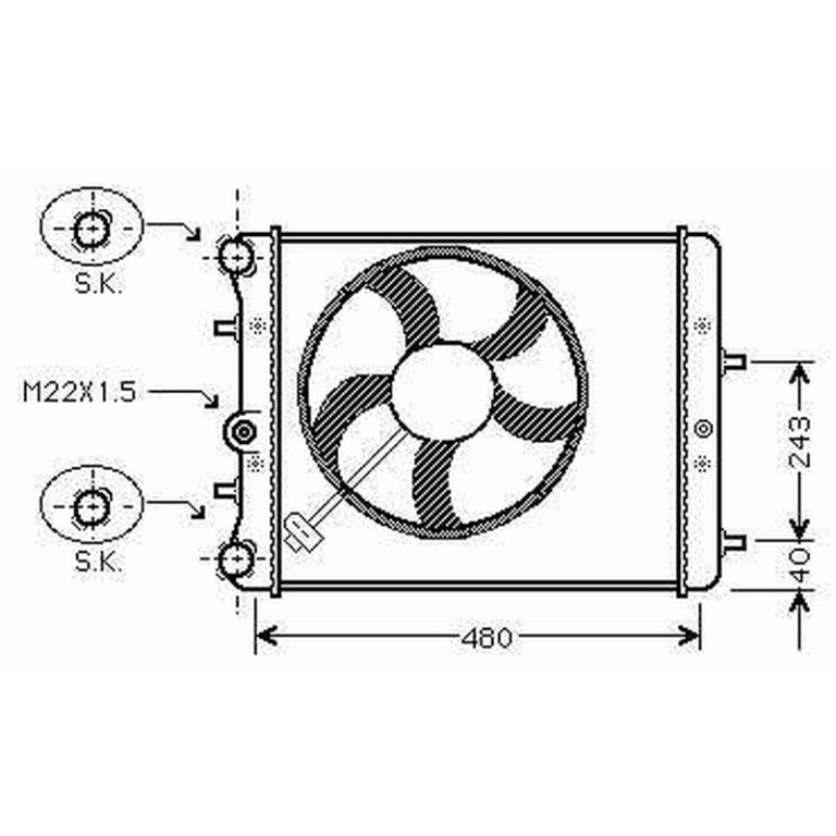 RADIATOR APA SKODA FABIA 1999->2008 Radiator apa pentru toate modelele fara aer conditionat 43x41 cu ventilator PIESA NOUA ANI 1999 2000 2001 2002 2003 2004 2005 2006 2007 2008