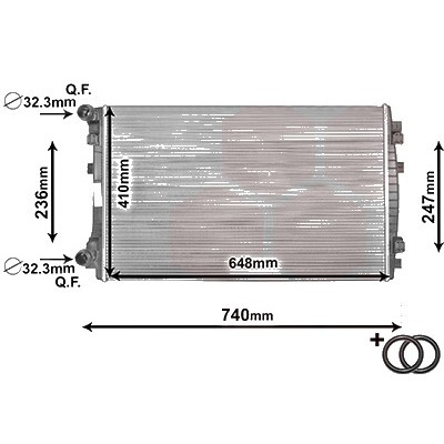 Radiator apa SKODA OCTAVIA 3 2012->2019, KAROQ 2017->, OCTAVIA 4 2020-> pentru 1.0 TSI, perioada 2016 2017 2018 2019 2020 2021 2022 2023 2024 2025 PIESA NOUA grosime fagure mm 24, cu cuplaje rapide, Diametru admisie mm 32 Diametru evacuare mm 32 lati