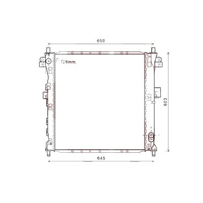 Radiator apa SSANGYONG KYRON 2005->, ACTYON 1 2005->2013 pentru 2.0 Xdi, perioada 2005 2006 2007 2008 2009 2010 2011 2012 2013 2014 2015 PIESA NOUA grosime fagure mm 27, Diametru admisie mm 34, Diametru evacuare mm 34 latime fagure mm 580 lungime fag