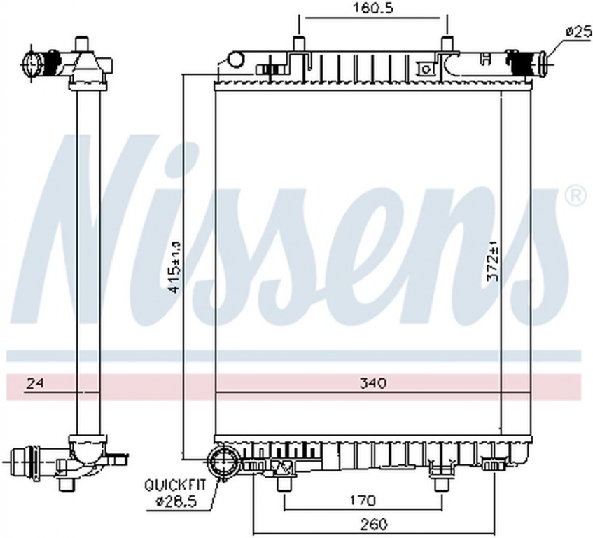 Radiator apa TOYOTA AYGO PAB4 KGB4 NISSENS 636016