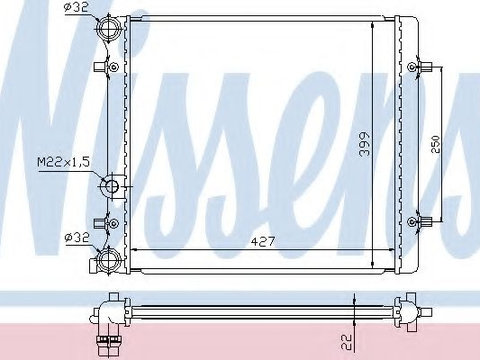 Radiator apa VW GOLF 4 (1J1) (1997 - 2005) NISSENS 641011