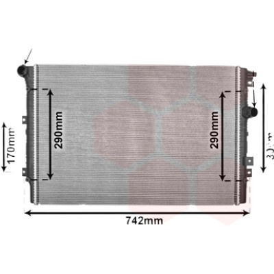 Radiator apa VW SHARAN 2006->2020, TIGUAN 5N 2007->2018 pentru 1.4 TSI, perioada 2008 2009 2010 2011 2012 2013 2014 2015 2016 2017 2018 PIESA NOUA pentru tip motor CAVA, pentru tip motor CNWB, pentru tip motor CTHA grosime fagure mm 34 latime fagure 