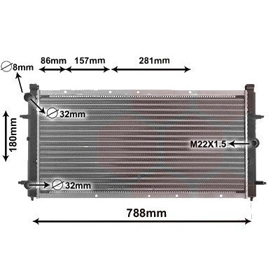 Radiator apa VW TRANSPORTER T4 1990->2003, CARAVELLE 4 1990->2003 pentru 2.5 TDI, perioada 1995 1996 1997 1998 1999 2000 2001 2002 2003 PIESA NOUA pentru cod oe 701 121 253F, pentru cod oe 701 121 253K, pentru cod oe 701 121 253M, grosime fagure mm 3