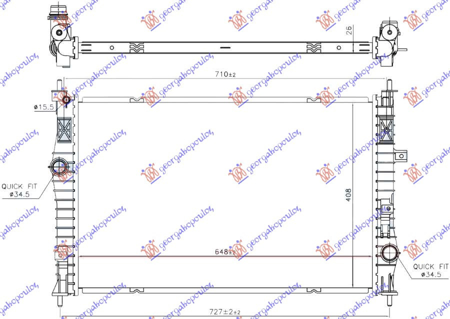 RADIATOR BENZINA-DIESEL (650X410X26) (TYPE CALSONI