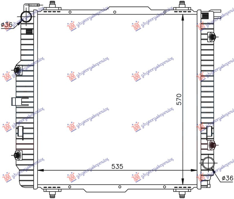 RADIATOR BNZ.-DIESEL MANUAL/AUTO (537x569) , MERCEDES, MERCEDES G CLASS W461/463 89-, 541606300