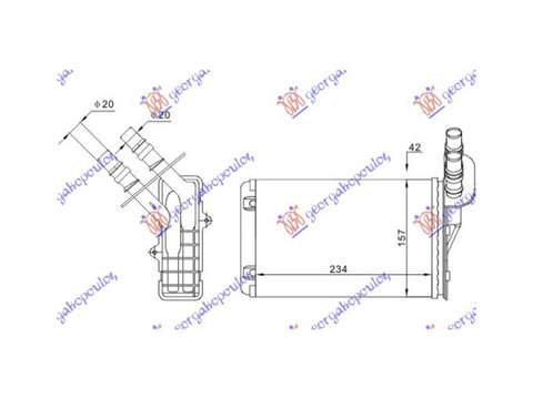 Radiator Calorifer caldura Renault Clio 2 1998-2006 NOU 7701044790 7701045552 +/-AC (234x157)