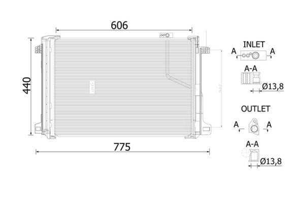 RADIATOR CLIMA AC ~ AC 786 000S ~ MAHLE ~ MERCEDES