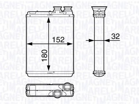 Radiator habitaclu bord PEUGEOT 406 8B MAGNETI MARELLI 350218355000