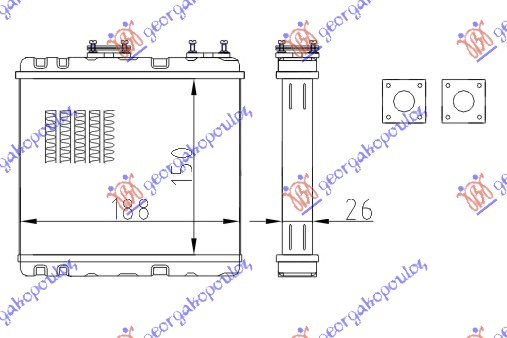 RADIATOR INCALZIRE (B) +/-ΑC (150x188) (FARA TEVI SI COMUTATOR APA), SUBARU, SUBARU LEGACY 92-95, 770906500