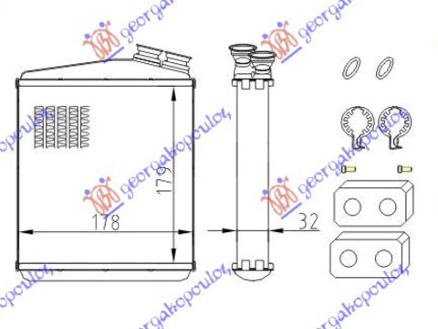 RADIATOR INCALZIRE (B) +/-ΑC (179x178) (COMPLET CU INELE O), VOLVO, VOLVO S60/V60 13-16, 856106500