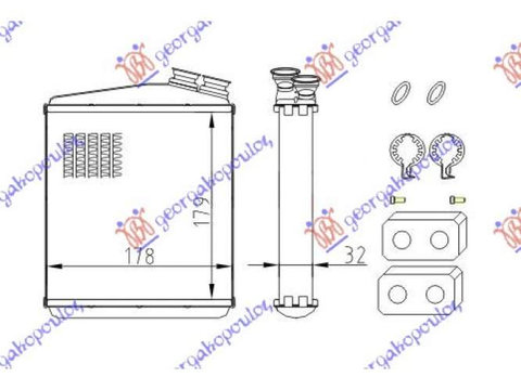 Radiator Incalzire (B) +/-?c (179x178) (Complet Cu Inele O) pentru Volvo Xc70 07-13