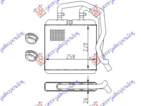 RADIATOR INCALZIRE (B) +/-ΑC (220x260) 01- (COMPLET CU TEVI), IVECO, IVECO DAILY 00-07, 074306510
