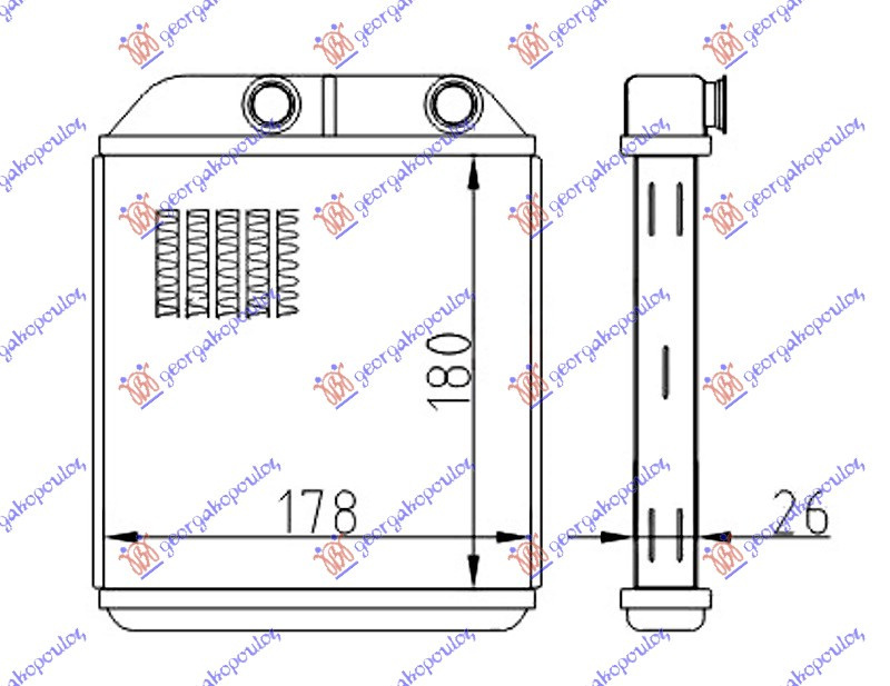 RADIATOR INCALZIRE (BR) (180x175x26) , MITSUBISHI, MITSUBISHI SPACE STAR 98-05, 550906500