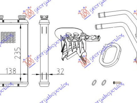 RADIATOR INCALZIRE HABITACLU (B) +/-AC (235x138) 03- (COMPLET CU/KIT) - OPEL MOVANO 98-09, OPEL, OPEL MOVANO 98-09, 023906510