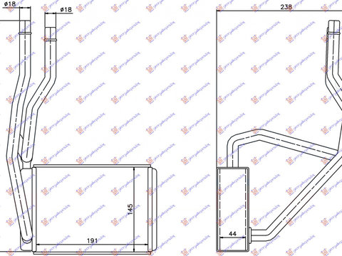 RADIATOR INCALZIRE HABITACLU (BR) (191x145x44) - FORD FIESTA 02-08, FORD, FORD FIESTA 02-08, 036206500