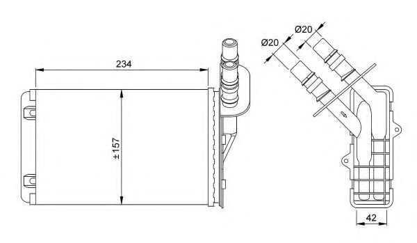 Radiator incalzire habitaclu ~ Renault Symbol 2008 2009 2010 2011 2012 2013 2014 2015 2016 2017 2018 2019 2020 2021 2022 2023 2024 ~ 53382 ~ NRF