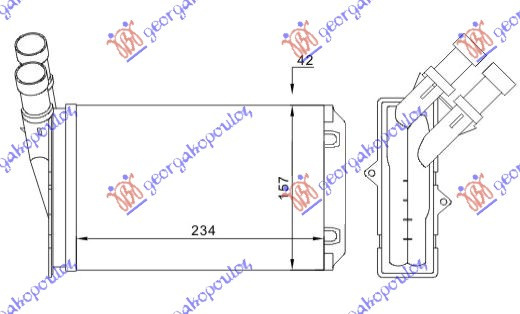 RADIATOR INCALZIRE (M) 1.1-1.4-1.6 BNZ - 1.6-1.9-2.0 DIESEL (234x157) TIP VALEO , PEUGEOT, PEUGEOT PARTNER 96-02, 042706500