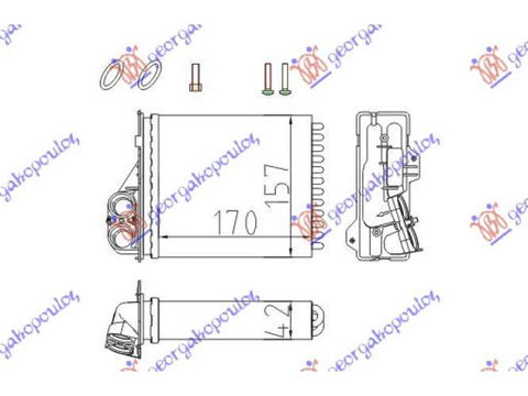 Radiator Incalzire (M) +/-Ac (170x157) (Complet Cu Inele O) pentru Dacia Duster 17-