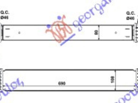 RADIATOR INTERCOOLER 1.5 dci-3.0DCI DIESEL (690x112x80), PEUGEOT, PEUGEOT EXPERT 07-16, Partea frontala, Radiator Intercooler, RENAULT, RENAULT LATITUDE 10-16, 666706210