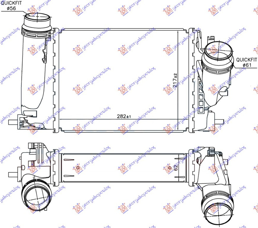 Radiator intercooler 1,6 DCI NISSAN X-TRAIL 14-17 NISSAN QASHQAI 13-17 RENAULT MEGANE H/B-S.W. 15-19