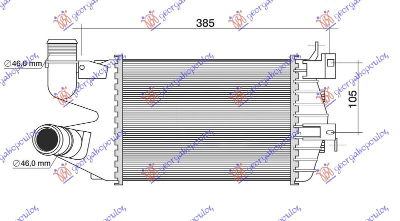 RADIATOR INTERCOOLER 1.7 CDTI DIESEL (260X180X62) 08- - OPEL OPEL ASTRA H 04-10, OPEL, OPEL ASTRA H 04-10, PEUGEOT, PEUGEOT EXPERT 07-16, PARTEA FRONTALA, RADIATOR INTERCOOLER, 047106255