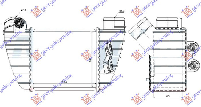 RADIATOR INTERCOOLER 1.8T (CUPRA) (185X165X85) - SEAT SEAT LEON 99-05, SEAT, SEAT LEON 99-05, PEUGEOT, PEUGEOT EXPERT 07-16, PARTEA FRONTALA, RADIATOR INTERCOOLER, 017106221