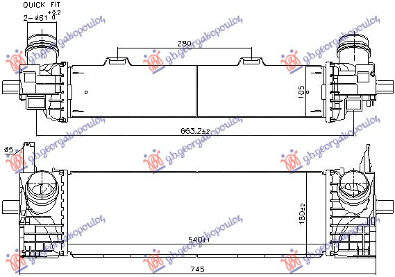 RADIATOR INTERCOOLER 2.0 BNZ - 3.0 DIESEL (540X173X105), BMW, BMW X4 (G02) 18-22, 164106210
