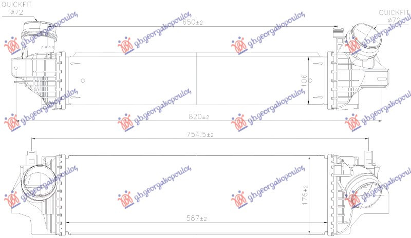 RADIATOR INTERCOOLER 2.0 BNZ. (72/72) (587X176), PEUGEOT, PEUGEOT EXPERT 07-16, PARTEA FRONTALA, RADIATOR INTERCOOLER, MINI, MINI COUNTRYMAN (F60) 16-21, 696006240