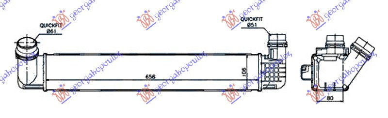 RADIATOR INTERCOOLER 2.0 TCE BNZ. - 1.6-1.9 DCI DIESEL (650X105X76) , PEUGEOT, PEUGEOT EXPERT 07-16, PARTEA FRONTALA, RADIATOR INTERCOOLER, RENAULT, RENAULT MEGANE H/B - S.W. 14-15, 673306220