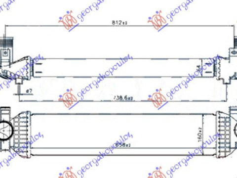 RADIATOR INTERCOOLER 2.0 TDCi DIESEL (650x160x64) - FORD FOCUS C-MAX 14-, FORD, FORD FOCUS C-MAX 14-, PEUGEOT, PEUGEOT EXPERT 07-16, Partea frontala, Radiator Intercooler, 321106210