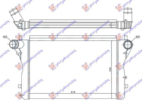 RADIATOR INTERCOOLER 2.0 TFSi (TTS) (610x410x40) ?55 ALL ALUMINIUM - AUDI AUDI TT 06-14, AUDI, AUDI TT 06-14, PEUGEOT, PEUGEOT EXPERT 07-16, Partea frontala, Radiator Intercooler, 098806230