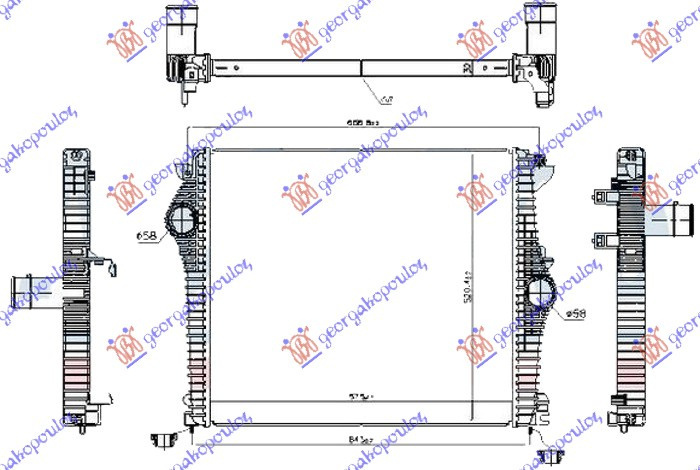 RADIATOR INTERCOOLER 2.2 JTD DIESEL (575x520x32), 