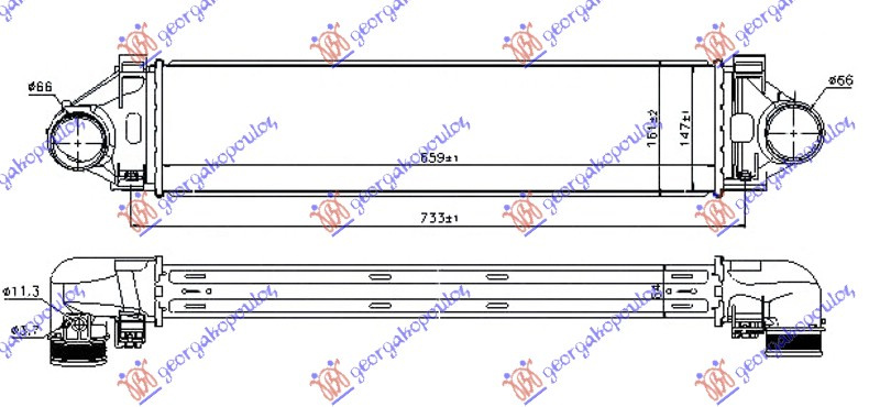 Radiator intercooler 3.0(t6) petrol - 2.0 d/ 2.4 d4/d5 diesel (660x145x64) pentru Volvo Xc70 13-