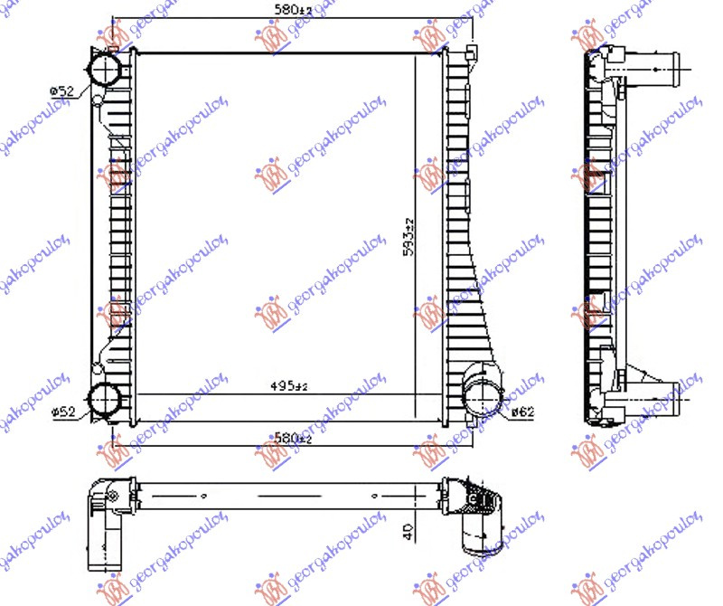 RADIATOR INTERCOOLER 3.0TD DIESEL 10- [495BMW X593X40] - LAND ROVER DISCOVERY 05-14 ROVER-LAND RO 690706210 690706210 LR015603