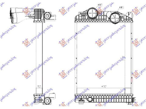 Radiator Intercooler (572x512x64) pentru Mercedes,Mercedes Atego 97-,Peugeot Expert 07-16,Partea Frontala,Radiator Intercooler