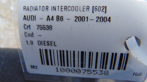 Radiator intercooler Audi A4 B6 din 2001