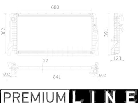 Radiator intercooler Bmw Seria 1 (F40) 2019-, Seria 2 Active/Grand Tourer (F45/46) 2014-, Seria 2 Gran Coupe (F44) 20-, X1 F48 2015-, X2 F39 2018-, Mini Mini 2014-, 680x362x22mm, MAHLE 20C5081X