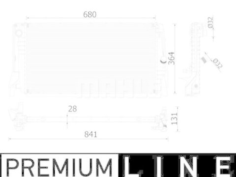 Radiator intercooler Bmw Seria 2 Active/Grand Tourer (F45/46) 2014-, X1 F48 2015-, X2 F39 2018-, Mini Countryman 2017-, 680x384x28mm, MAHLE 20L1087X