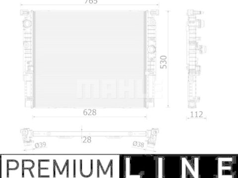 Radiator intercooler Bmw Seria 5 G30 2017-, Seria 6 Gt (G32) 2017-, Seria 7 G11 2015-, 628x530x28mm, MAHLE 20E1085X