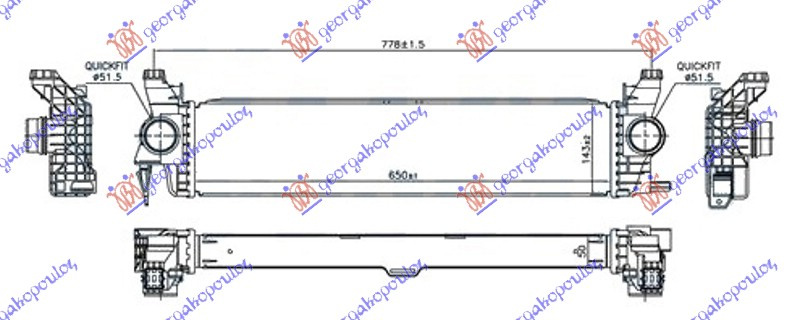 Radiator intercooler MERCEDES VITO (W447) 15- cod A4475010501
