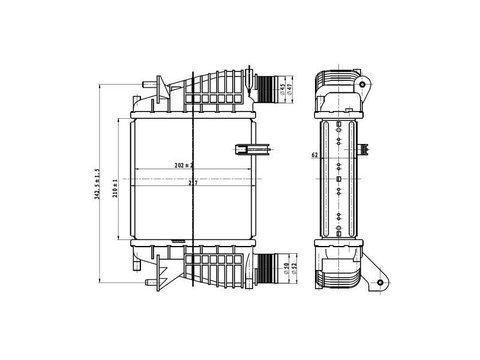 Radiator intercooler Nissan Note (E11), Renault Clio Grandtour (Kr0/1), Clio 2 (Bb0/1/2, Cb0/1/2), Clio 3 (Br0/1, Cr0/1), Modus / Grand Modus (F/Jp0)