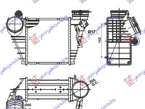 Radiator intercooler SEAT LEON 99-05 SEAT TOLEDO 99-04 VW GOLF IV 98-04 VW BORA 98-05 Cod 1J0145803E