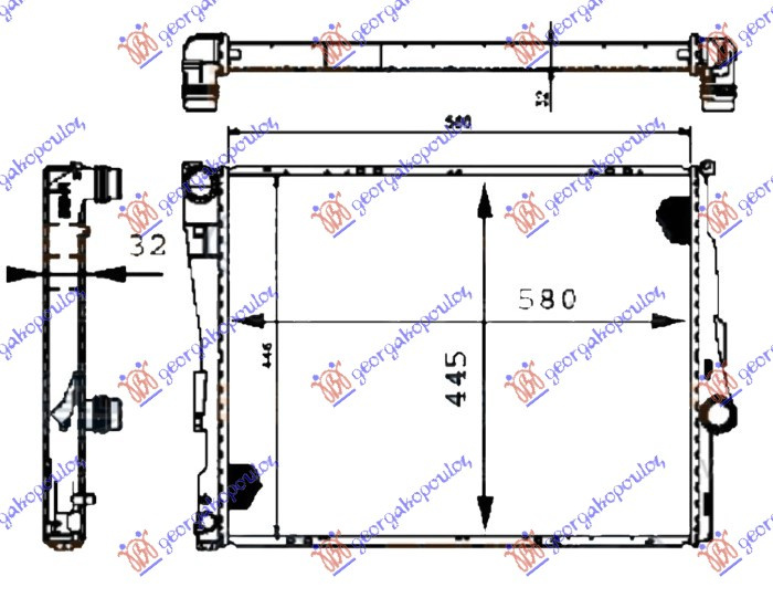 RADIATOR PETROL/DIESEL MANUAL/AUTOMATIC (580X450X32) (BRAZED) (MAHLE BEHR) - BMW BMW SERIES 3 (E46) COMPACT 01-05, BMW, BMW SERIES 3 (E46) COMPACT 01-05, 035606315