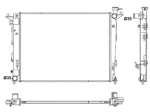 Radiator racire Hyundai Ix35 (Lm), 08.2009-, Kia Sportage, 06.2010-, Motorizare 1, 6 99kw, 2, 0 120kw Benzina, tip climatizare Cu/fara AC, cutie Manuala, tip Halla, dimensiune 640x466x16mm, Cu lipire fagure prin brazare, Aftermarket
