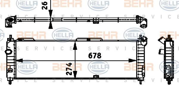 Radiator, racire motor (8MK376713574 HELLA) BUICK (SGM),CHEVROLET (SGM),HOLDEN,OPEL,VAUXHALL